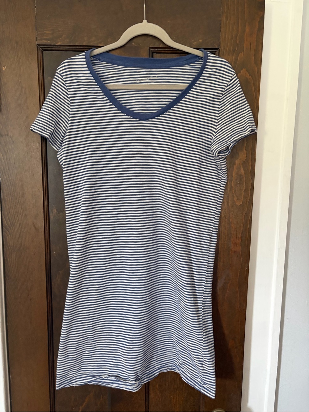 Universal Thread Navy & White Striped V-Neck Mini Dress